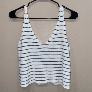 Semi cropped striped tank